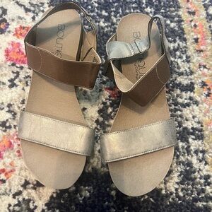 Sz 7 Corkys Brown and Silver Wedge Sandals